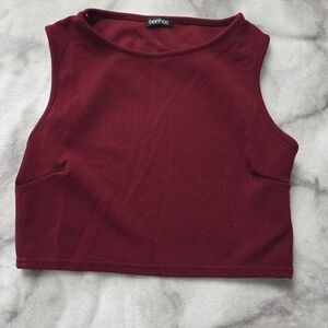 Boohoo Deep Red Sleeveless Crop Top